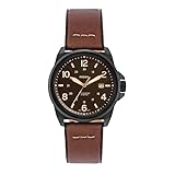 Fossil Men's Bronson Quartz Stainless Steel and Eco Leather Three-Hand Watch, Color: Black, Dark Brown (Model: FS5938)