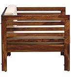 SS WOOD FURNITURE Sheesham Wood Backless Divider Daybed Sofa/Latt Bench for Living Room, Brown