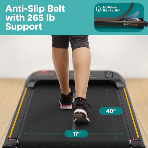 Image of SereneLife Portable Foldable Treadmill for Home, 8.7 MPH Shock Absorption, LED Display Under Desk Walking Mat for Home Office, Walking pad with Handle bar, App Support, 350lb Capacity