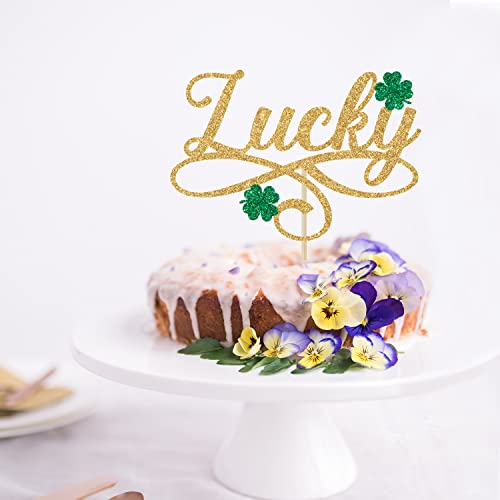 Gold Glitter Lucky Cake Topper, St Patrick's Day Cake Decorations, Bridal Shower, Wedding, Anniversary, Baby Shower Party Decorations #TOP1