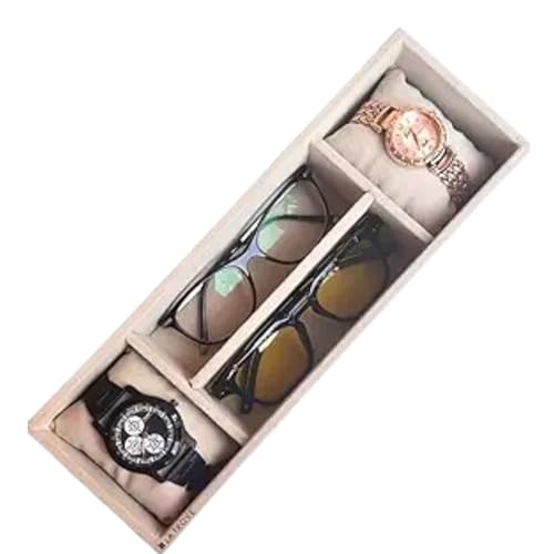 La Trove Watch & Sunglasses Organizer Tray, 4 Compartment Drawer