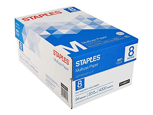 Multiuse Multipurpose Copy Fax Inkjet & Laser Printer Paper, 8 1/2" X 11" Letter Size, 94 Bright White, 20 Lb. Density, 500 Sheets Per Ream; 8 Reams Per Case (Total Of 4,000 Sheets) #TOP1