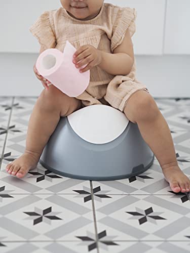 BÉABA - Babytopf - Ergonomisches Töpfchen für Kinder - Rutschsicher - Hygienisch - Pflegeleicht - WC-Einsatz mit Handgriffen - Made in France - Grau