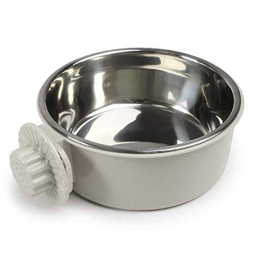 WENWEN Haustier Schüssel Pet Food Wasser-Schüssel-Edelstahl-Hängefest Pet Cage Bowl Pet Food Bowl for Katzen Hunde Haustier Der Fütterung (Color : Gray)