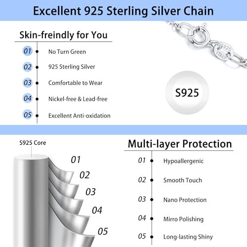 Jewlpire 18k Gold Plated 925 Sterling Silver Chain Necklace for Women, 1.3mm Cable Chain Necklace Super Sturdy & Durable Women's Chains Necklaces 14/16/17/18/20/22/24 Inches4