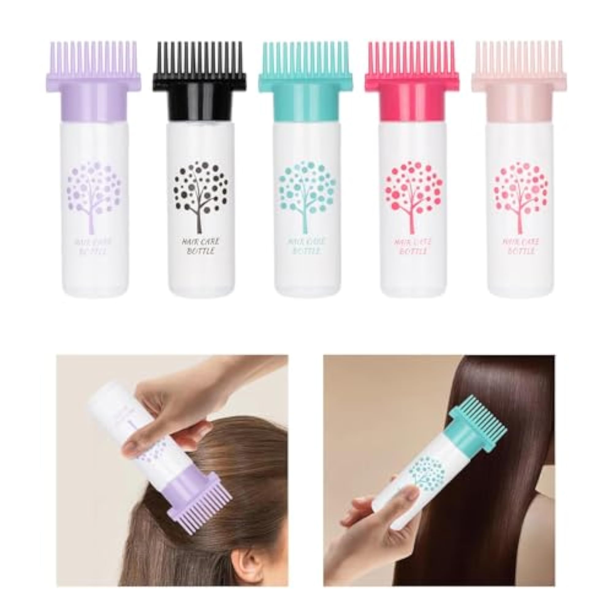 2x Hair Oil Applicator Perming Tools Roots Comb Applicator Bottle