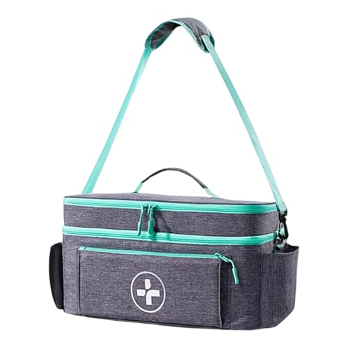 AWJUWHBJ Bolsa ajustable de tela impermeable con múltiples bolsillos, organizadores portátiles de suministros de medicamentos, adecuados para viajes, bolsa de medicina de nailon resistente