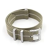 Generisch YGUK0J Uhrenarmband Mit Nylonarmband, Elastischer Gürtel, 18 Mm, 20, 22(Khaki-White Line,22mm Silver Buckle)