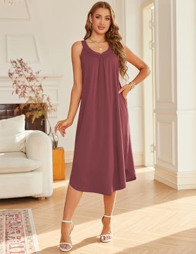 Image of Ekouaer Womens Sleeveless Nightgown Full Slip Nightshirt Long Nightwear Full Length Loungewear Tank Nightdress S-2XL