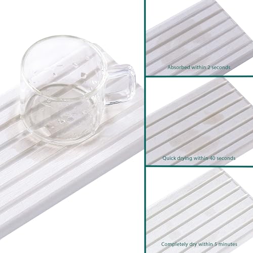 Image of NiuYichee 2 PCS Water Absorbent diatomite Coasters, 12.2 inch x 5.5 inch Water Absorbing Stone Tray for Sink, Stone Drying mat for Kitchen Counter, Stone soap Tray Used for Hand Soaps & toiletries & Plants