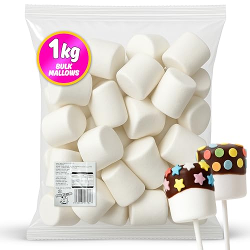 Sweetzone White Giant Marshmallows for Toasting or Snacking Sweets Bulk Retro Candy for Sweet Bags Halal Marshmallows for Hot Chocolate 1kg Bulk Sweets Bag Fun for Families and Parties