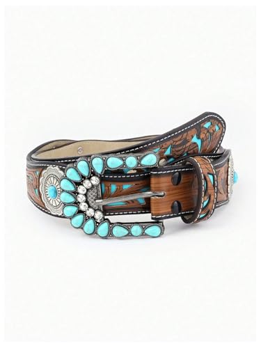 COZYEASE Women's Boho Turquoise Carved Waist Belts Vintage Western Medium Belt Body Accessories2