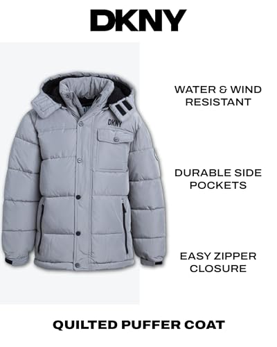 DKNY Boys Puffer Jacket - Heavyweight Sherpa Lined Quilted Parka Winter Coat - Water Resistant Insulated Kids Winter Jacket2