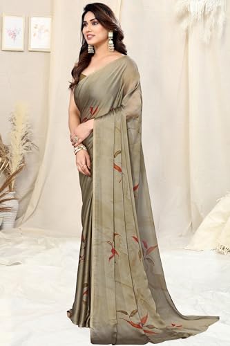 Image of MIRCHI FASHION Saree for Woman Chiffon Floral Printed | Lightweight All-Day Comfortable Women's Sari with Unstitched Blouse Piece (Available in 30 Colors)