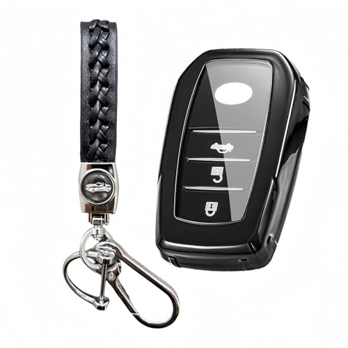 MEDZUK Funda para llave compatible con Toyota Yaris XP21 Hybrid 2020-2024 2025, funda protectora para llave de coche, accesorios con llavero (negro)