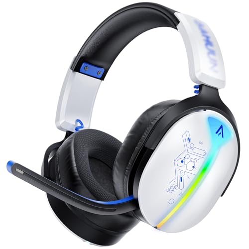 Buwnia Gaming Headset with Noise Cancelling Microphone, Gaming Headphones RGB Light