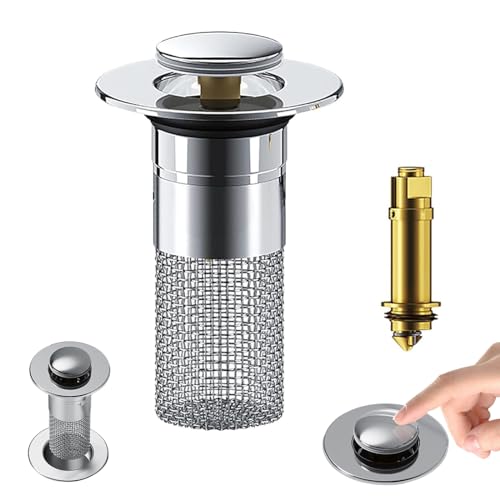 Zehhe Pop Up Bathroom Sink Drain Strainer Hair Catcher, Sink Drain Stopper with Removable Stainless...