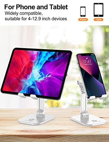 Ocyclone Cell Phone Stand, Angle Height Adjustable Iphone Stand For Desk, Foldable Cell Phone Holder Ipad Tablet Stand Compatible With 4"-12.9" Iphone 11 12 Pro Max Xr Se/Ipad/Kindle/Tablet - White #TOP3