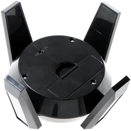 Docooler Black Solar Powered Jewelry Phone Watch 360° Rotating Display Stand Turn Table with LED Light