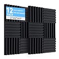 Evovoce 12 Pack Acoustic Panels, 12"x12"x2" High Density Sound Absorbing Wedgefoam soundproofing, Fire Resistant Soundproofing Panels for Home Studio, Office, Recording Room Walls