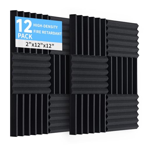 12 Pack Acoustic Panels 12"x12"x2" - Sound Absorbing Wedge Foam