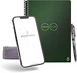 Rocketbook Reusable Digital Notebook - Smart Notepad A5 Green - Wirebound Note Book To Do List Pad, Dotted Paper with Frixion Erasable Pen and Wipe, Office Gadget App Reduce Paper Waste