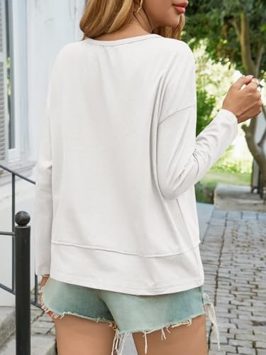 Image of Cicy Bell Womens Long Sleeve T Shirts V Neck Casual Flowy Tops Fall Fashion Loose Fit Basic Tees