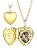 Custom4U 925 Silber Amulett zum Öffnen für Foto – Herz Gold Medaillon für Bilder, 56cm Locket Necklace Kette mit Foto, Fotogeschenke personalisiert, Schmuck für Mama Ehefrau Geburtstagsgeschenk