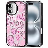 MOSNOVO Case for iPhone 16 Plus, [10ft 4X Military-Grade Drop Protection] Durable & Shockproof Phone Case Cover Design for iPhone 16 Plus - Pink Dripping Smiles - Clear Black