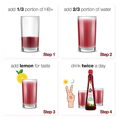 Image of HB+ Prickly Pear Fruit Juice for Healthy Pregnancy & Chemotherapy, No Added Sugar, Sweetened with Stevia, Red, (Pack of 4)