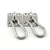 Lind Kitchen Ceiling & Wall Mount Hanging Hardware Fitting Set 304 Stainless Steel Heavy Duty Round Pad Eye Hook Plate + Snap Hook for Yoga Hammock Chair Swings Marine Boat Accessories