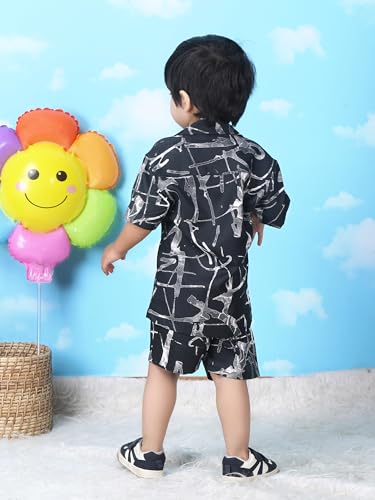Image of POLKA TOTS Cotton Half Sleeves Shirt With Shorts, All Over Print Cord Set for Baby Boy Kids