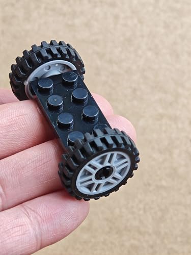 70 Pieces City Car Wheels and Axles Set,Car Parts Chassis Pieces Tires Building Blocks, Compatible with Lego for Kids Boys Toy