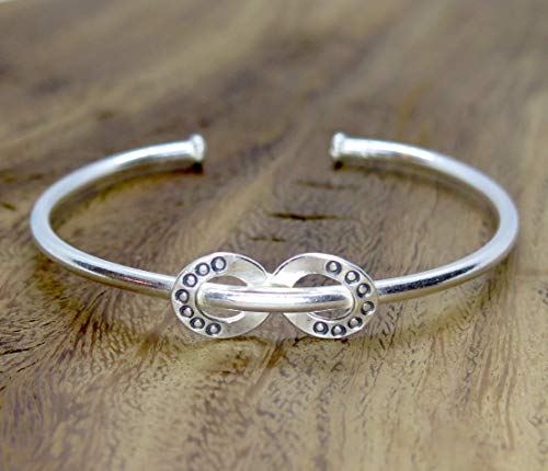 Sterling Silver adjustable Infinity cuff Bracelet, Handmade 7 inches cuff Bangle for Women or Men