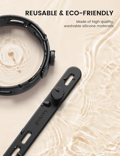 Lamicall STRK04 10Pack Silicone Cable Ties Cord Organizer Wrap - Lamicall [Reusable Washable] Wire Ties Management With Lock Buckle, Elastic Adjustable Charger Cable Strap Tie thumb #5