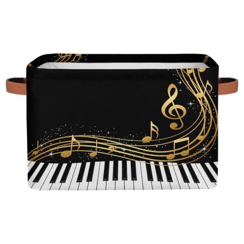 AUUXVA Storage Basket Piano Keyboard Music Note Art Storage Cube Box Durable Canvas...