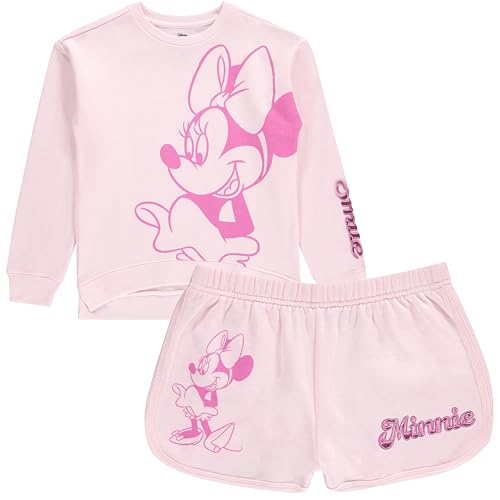 Image of Disney Girls Minnie Mouse Crewneck Sweatshirt and Shorts Clothing Set- Little and Big Girl Sizes 4-16