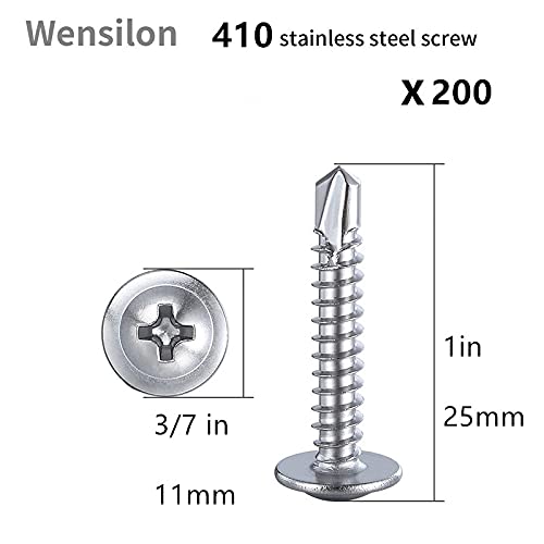 Wensilon 10005 (200Pcs)#8×1"For Sheet Metal Self-Tapping Screws 410 Stainless Steel Truss Head High-Strength Quick Tapping Screws thumb #1
