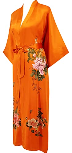 Women's Classic 100% Silk Kimono Robe, Bathrobe—Printed Pattern2