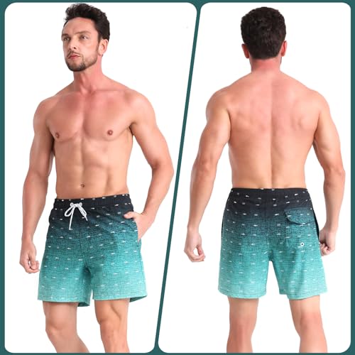 zeetoo Mens Swim Trunks with Compression Liner 5.5" Inseam Quick Dry Swim Shorts3