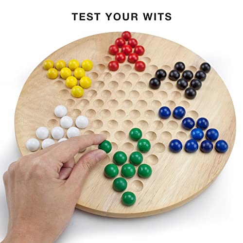 Brybelly Chinese Checkers Game Set With 11.5 In Natural Wood Checkers Board | 60 Wood Marbles In 6 Bright Colors For Adults, Boys And Girls Game Playing #TOP4