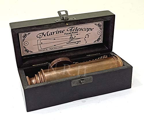 Télescope Vintage Ottway London 35,6 Cm – Finition Bois – Coffret Cuir – Article Cadeau – Décoration Astronomie