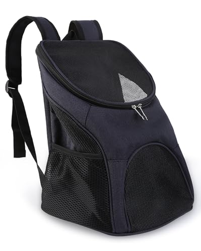 Kommodum - Zaino Trasportino Gatto Borsa Trasporto Cane Pieghevole per Cani con Cinturino di Sicurezza Interno Borsa Portatile Porta Animali Traspirante Cuccioli Gatti KM16 (Nero)