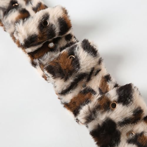 Retro Faux Fur Leopard Print Belt Warm Furry Waistband Metal Buckle Adjustable Waist Belt Vintage Punk Streetwear Accessory for Women Girls2