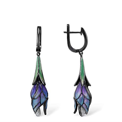 Boucles d'oreilles fleur violette anti-ternissement bijoux fins