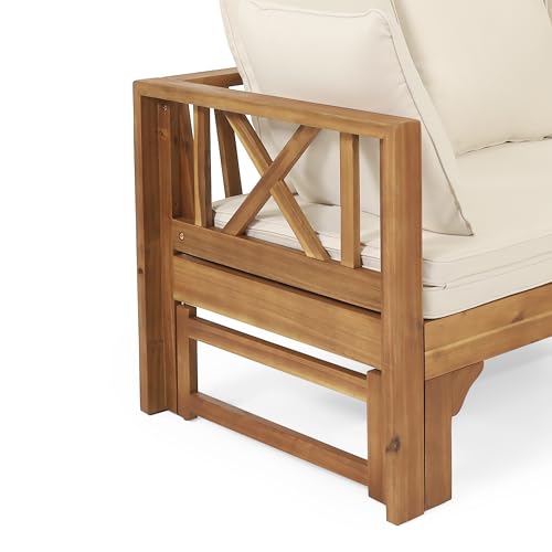 Christopher Knight Home 316176 Varney Outdoor Extendable Acacia Wood Daybed Sofa, 78.5 "W X 26 "D X 24.25 "H, Teak + Beige thumb #6