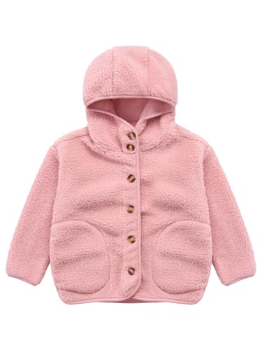 Kids Girls Winter Snow Polar Fleece Hooded Jackets Long Sleeve Button Blazer with Pockets Thermal Thick Outerwear3
