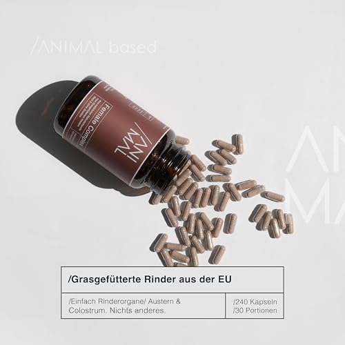 Female Complex [240 Kapseln] - Mit Austern, Milz, Leber & Colostrum vom Rind – Multivitamin für Frauen - Natürliches Eisen, Kupfer, Vitamin A (Retinol), Vitamin B12 – geschmacksneutral