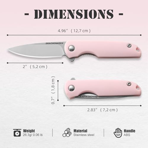 Image of DRACHENADER Pink Pocket Knife for Women, 2.04 inch 5Cr13MoV Steel Blade, Mini Cute EDC Pocket Folding Knife, Womens Girl Gift