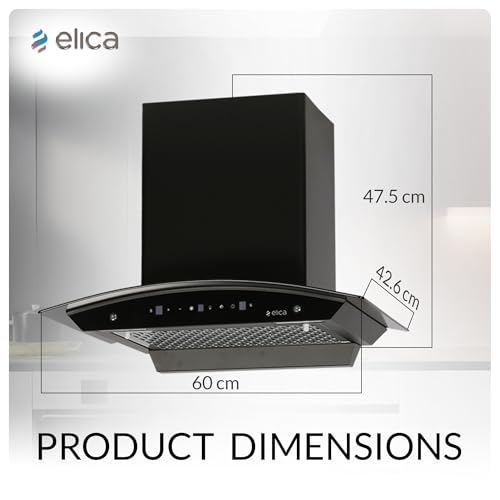 Image of Elica 60cm 1500 m3 /hr BLDC Filterless Autoclean Kitchen Chimney with 15 Years Motor & 5 Years Comprehensive Warranty | WDFL 600 BLDC HAC LTW MS NERO | Black | Touch + Motion Sensor Control